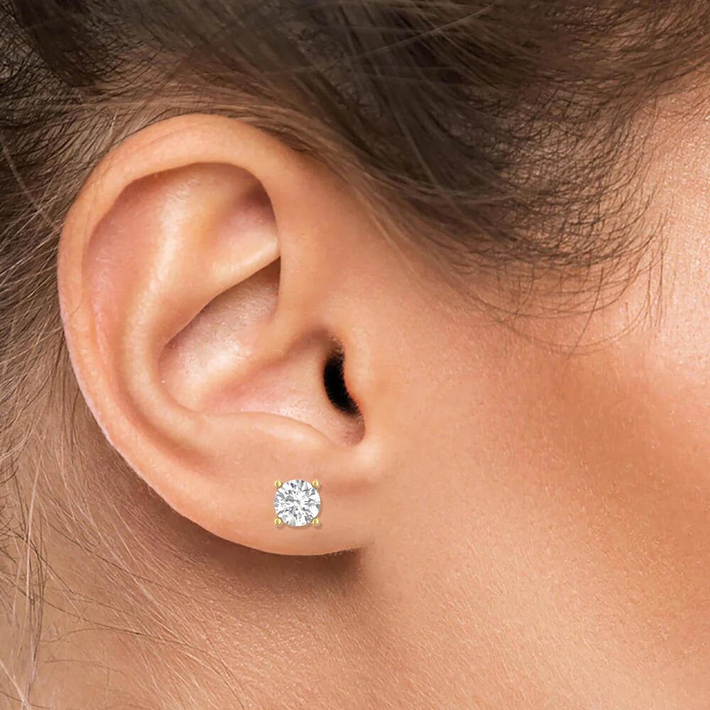 AAA CZ Diamond Studs-Silver Four Prong Round Sparkle Unisex Studs-Clear CZ Stud Earrings-Cubic Zirconia Studs 3mm/4mm/5mm/6mm/7mm Earrings