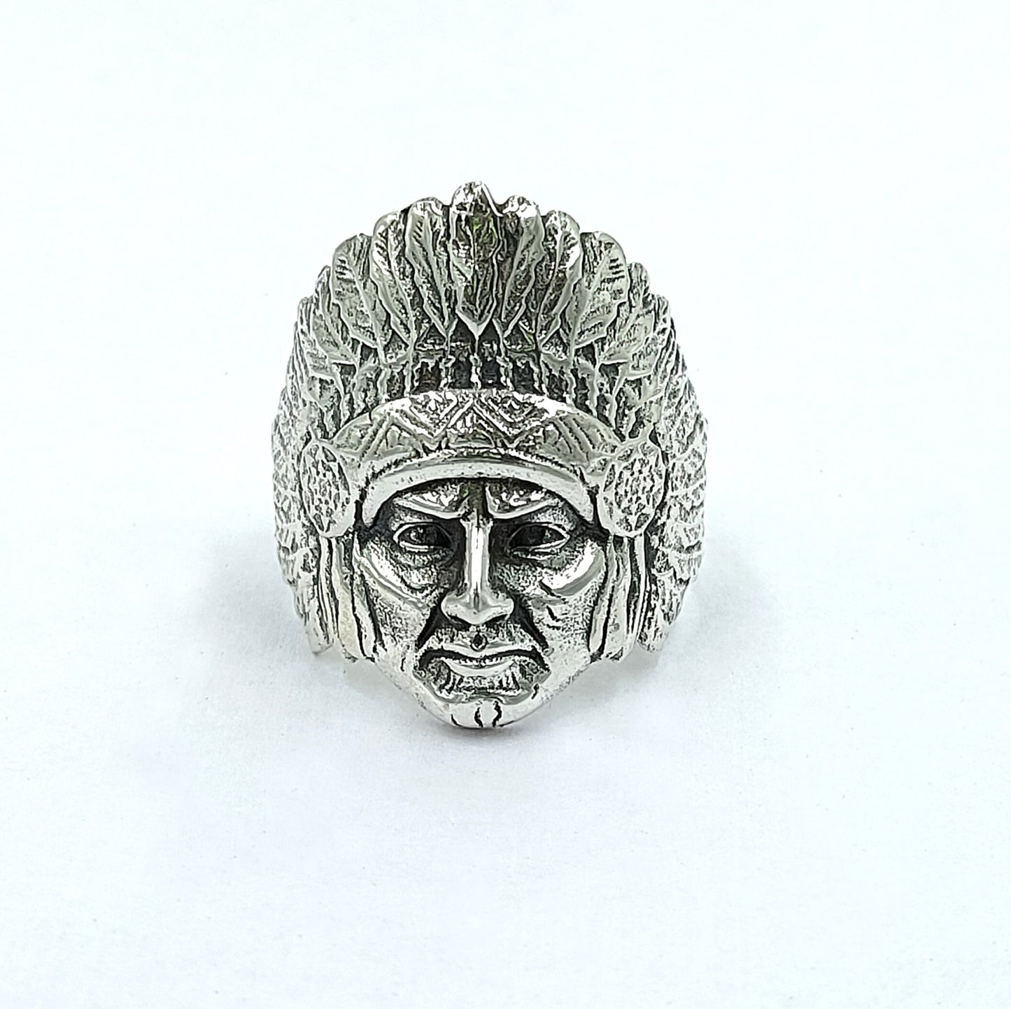 Signed Sterling Carved Repousse Chief Indian Head Face Ring Ancient Gods Mythology Ring, Mythology Jewelry, Minimalist Ring,