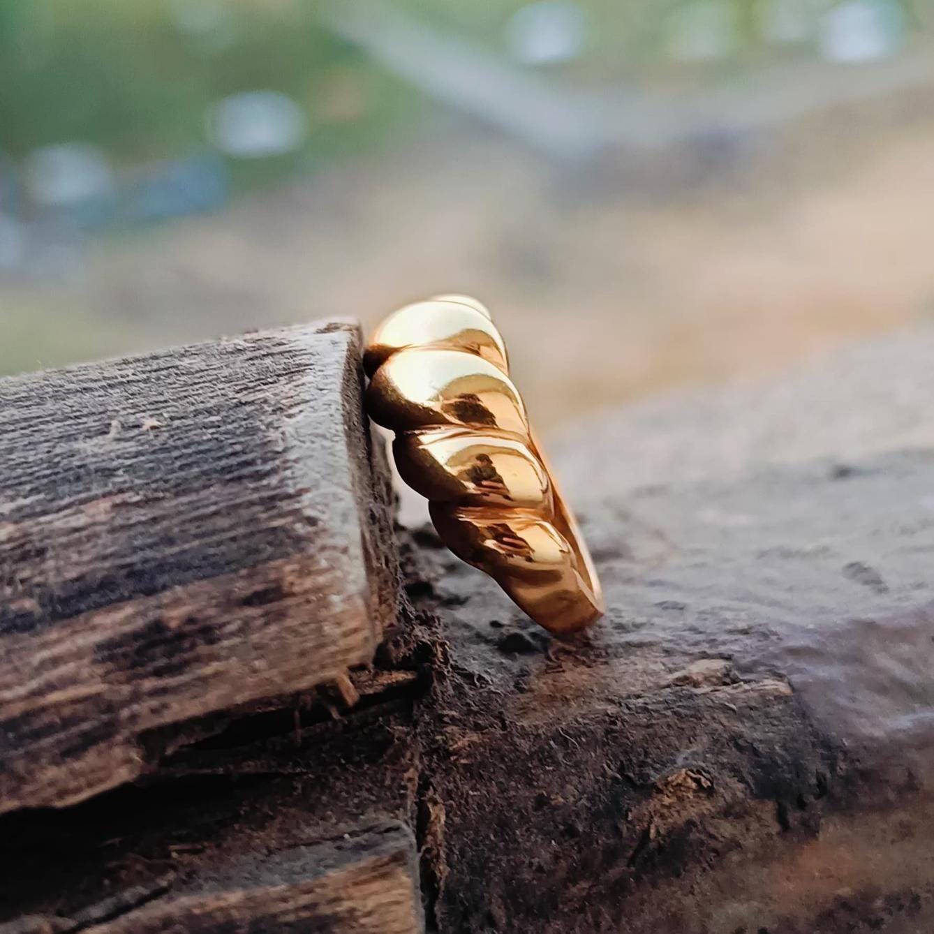 18K Gold Dome Ring Thick Chunky Ring Adjustable Wide Ring Croissant Ring Stackable Ring Chunky Gold Ring Signet Ring for Women Gift for Mom