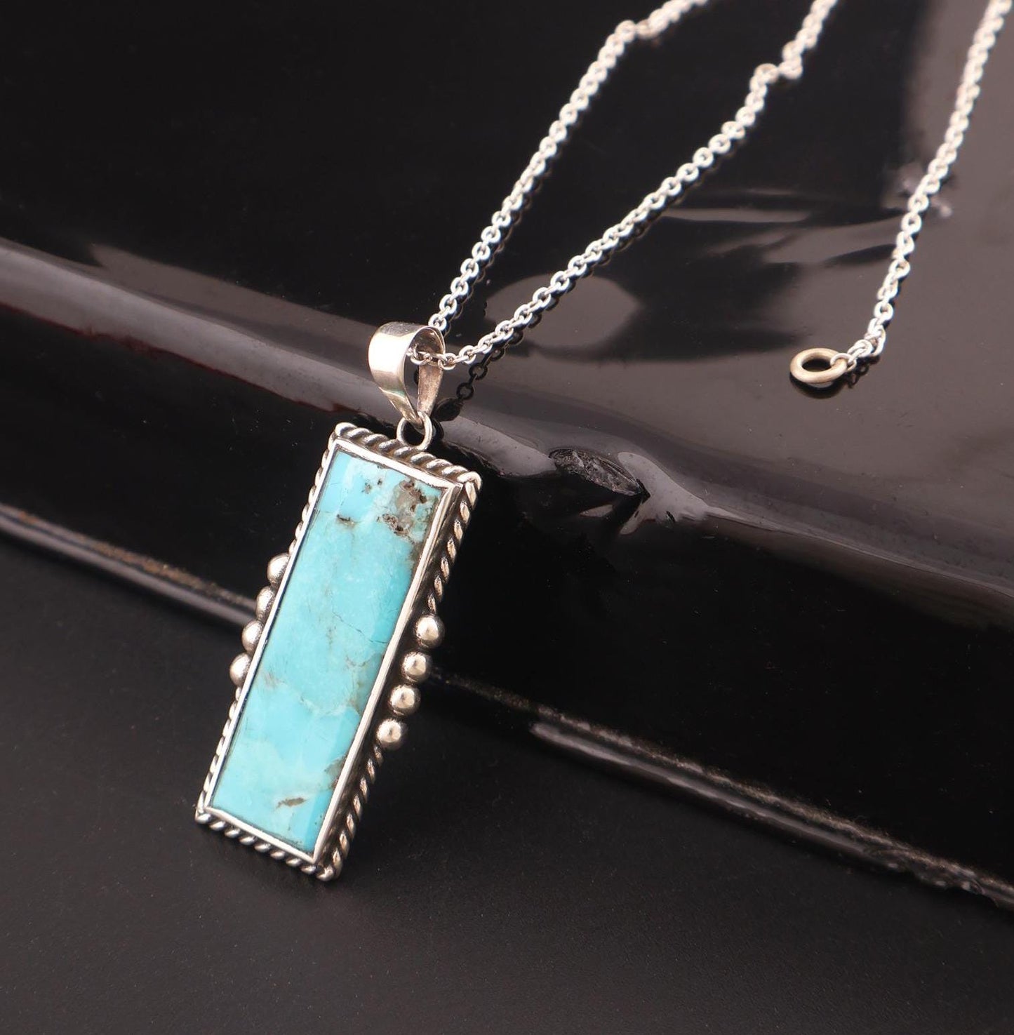 Turquoise Gemstone Pendant 925 Sterling Silver Kingman Turquoise Handmade Pendant |Turquoise Jewelry | Gift For Him | Big Pendant Best Gift