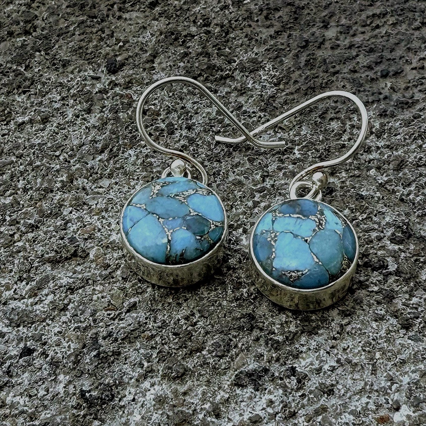 Copper Turquoise Hoop Earrings, 925 Sterling Silver, Handmade Earrings, Stylish Silver Earring, Women Earrings, For Her, Mother’s Day Gift