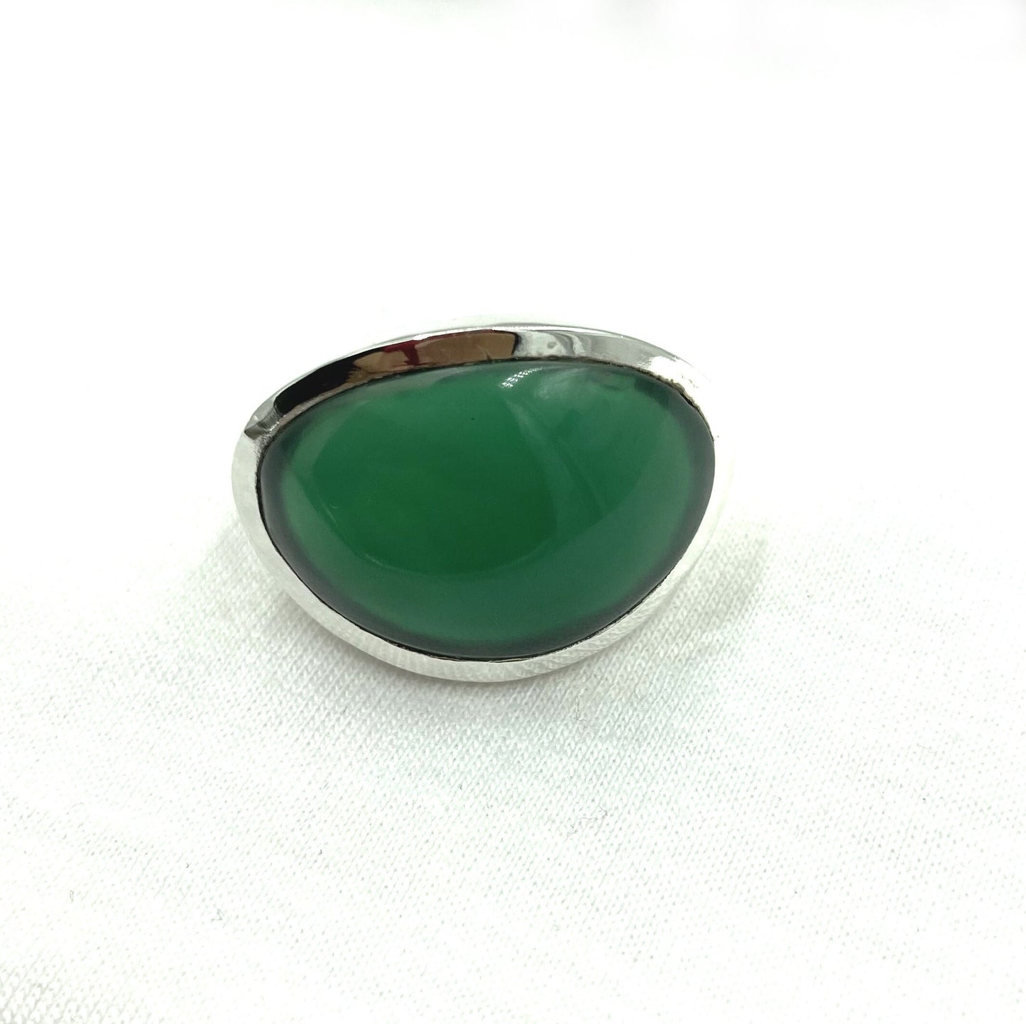 Natural Green Onyx Band Ring 925 Sterling Silver Gemstone Onyx Midi Ring, Oval Green Onyx Silver Ring