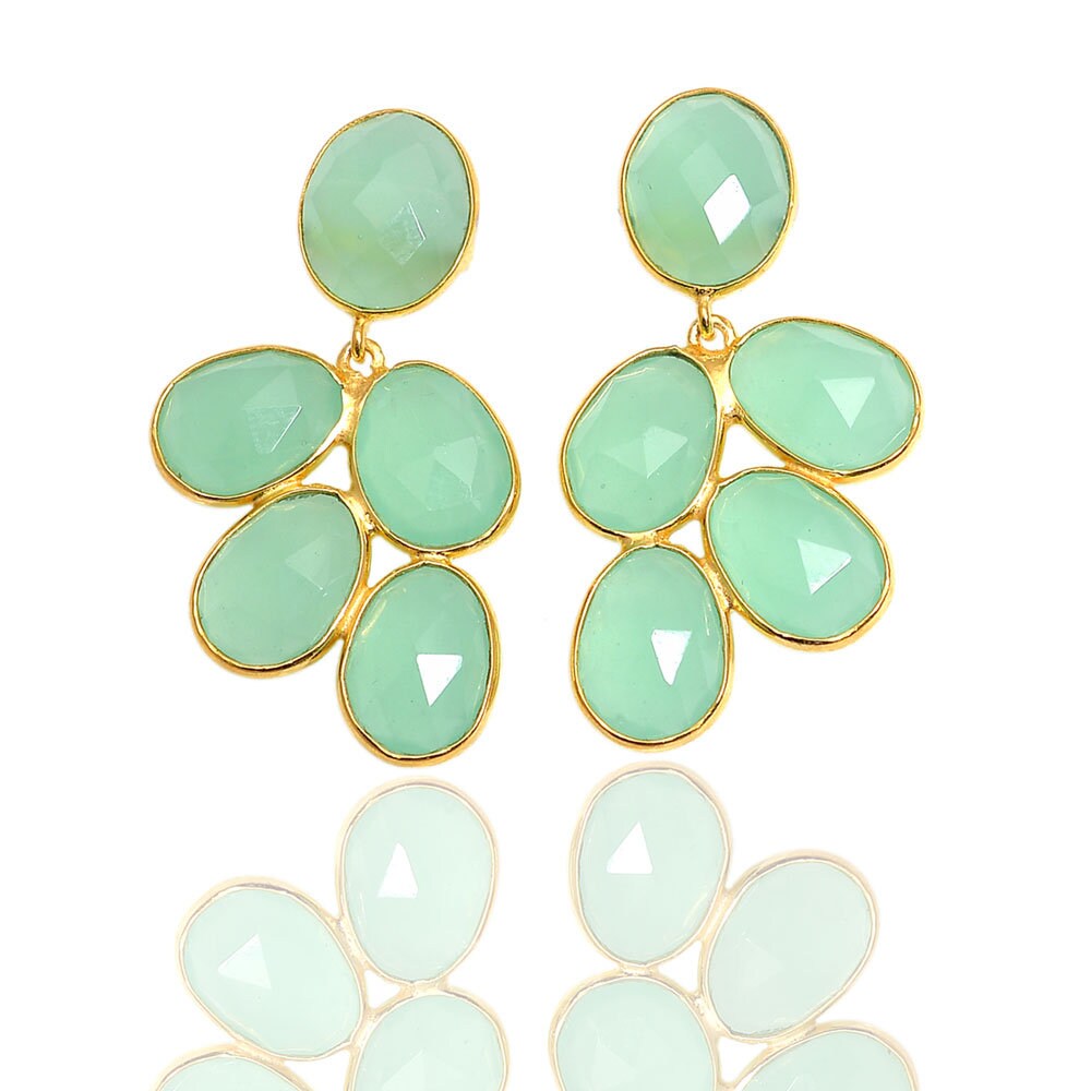 Green Onyx, Labradorite, Chalcedony, Rainbow Moonstone, Rose Quartz Earrings 925 silver Gold Plated Handmade Jewelry woman Birthday gift