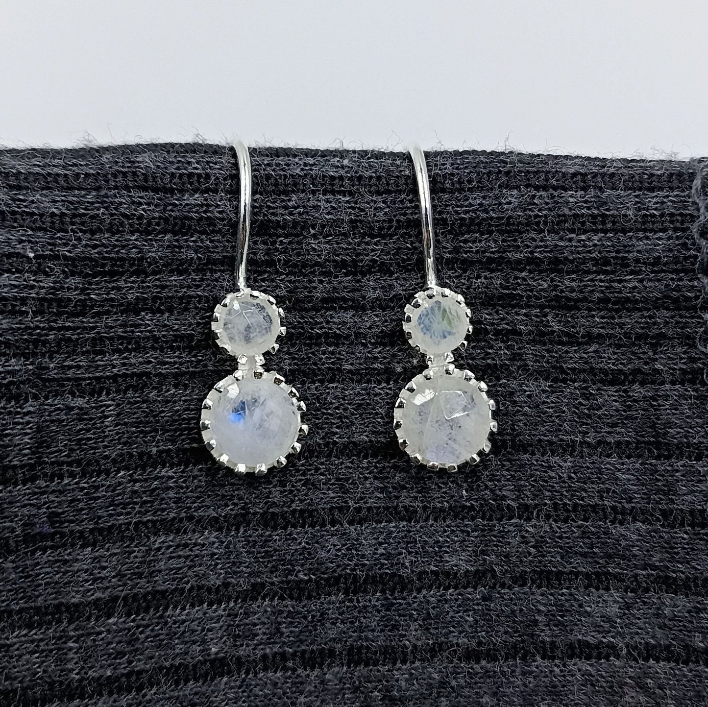 Labradorite, garnet, Moonstone, Rose Quartz dual stone earrings Gold Plated & Sterling Silver Round Stone earring prong setting Earrings