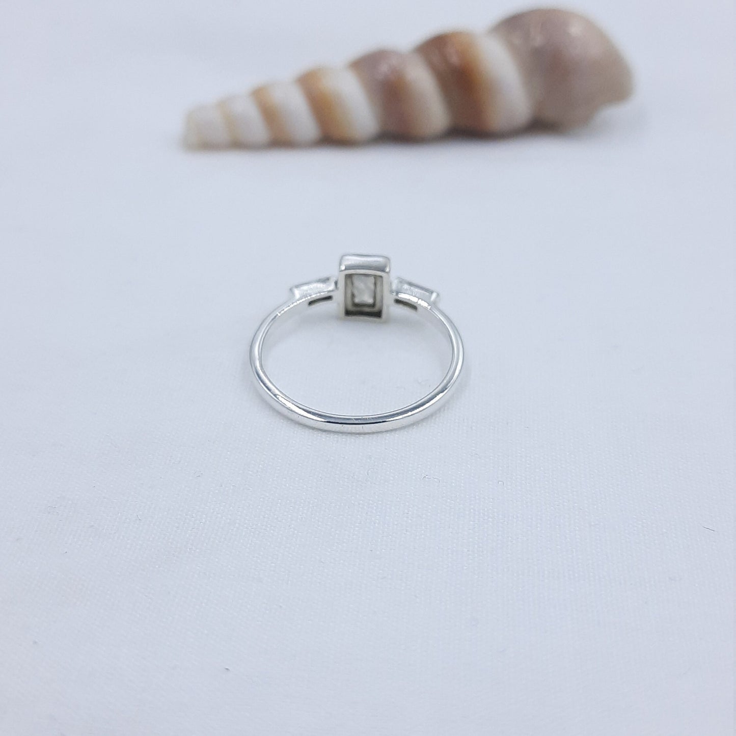 Rainbow Moonstone Ring // Silver Moonstone Ring // Rectangular Moonstone Ring // Moonstone Stacking Ring // Gold Silver Moonstone Ring