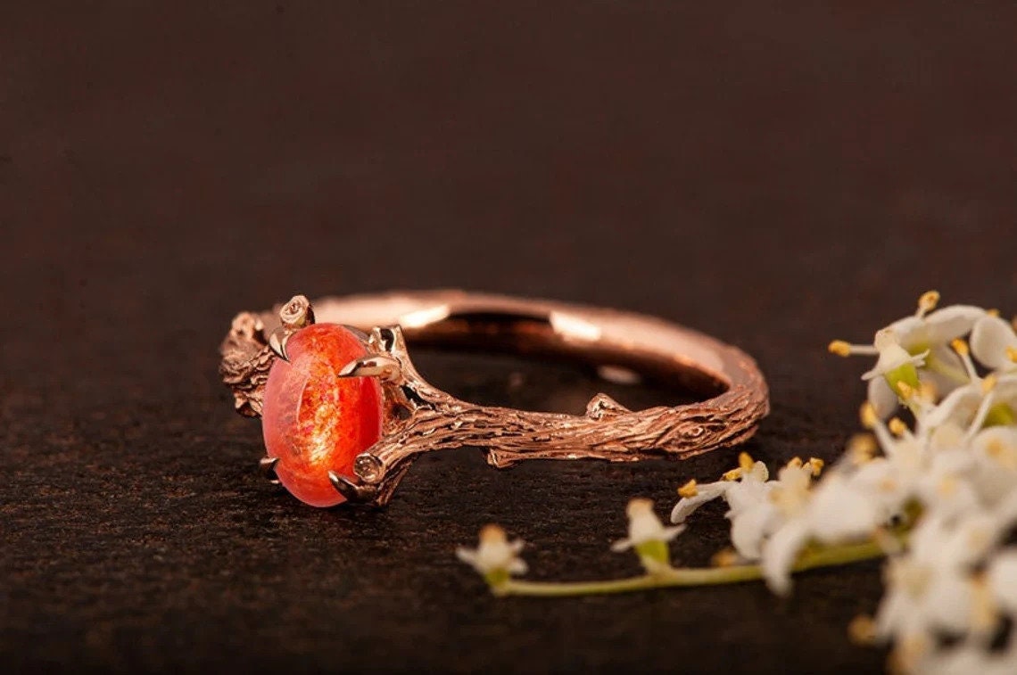 Sunstone Ring, 925 Sterling Silver Ring, Sunstone Jewelry, Natural Gemstone Ring, Silver Birthstone Ring, Handmade Gift for Her, Stone Ring