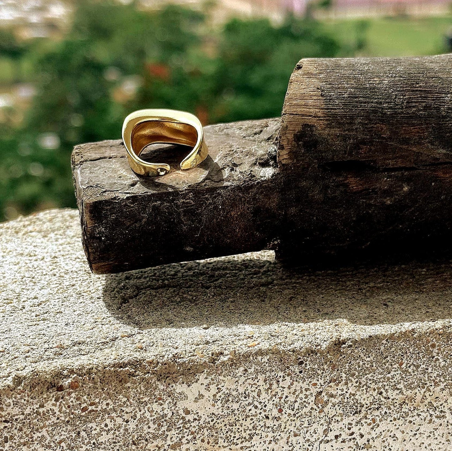 18K Gold Dome Ring Thick Chunky Ring Adjustable Wide Ring Croissant Ring Stackable Ring Chunky Gold Ring Signet Ring for Women Gift for Mom