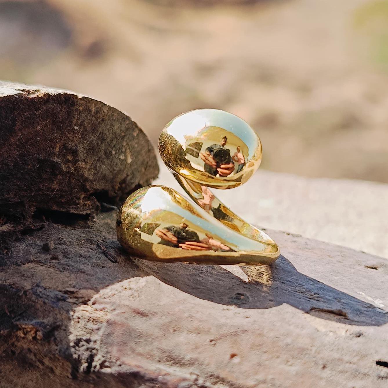 Gold Dome Ring Thick Chunky Ring Adjustable