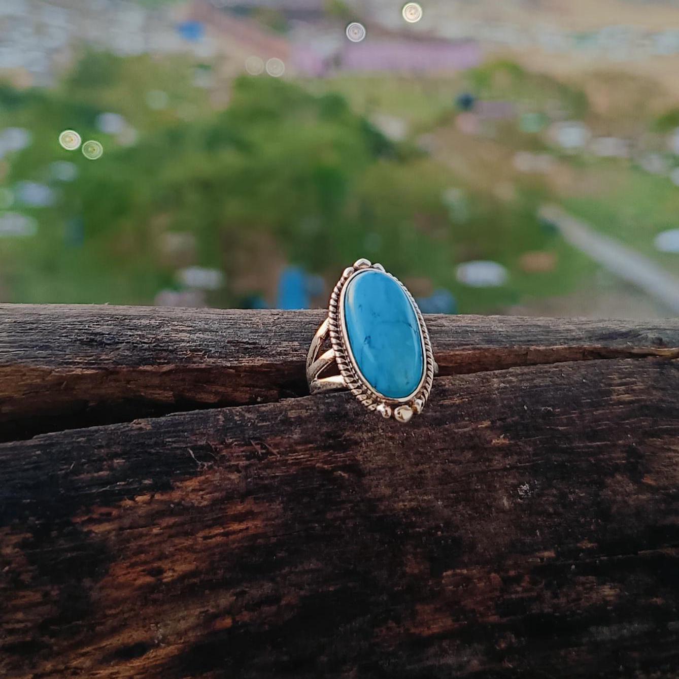 Bezel Kingman Turquoise ring silver ring band Semi precious stone women engagement ring gift for her mothers day gift birthday gift 925.