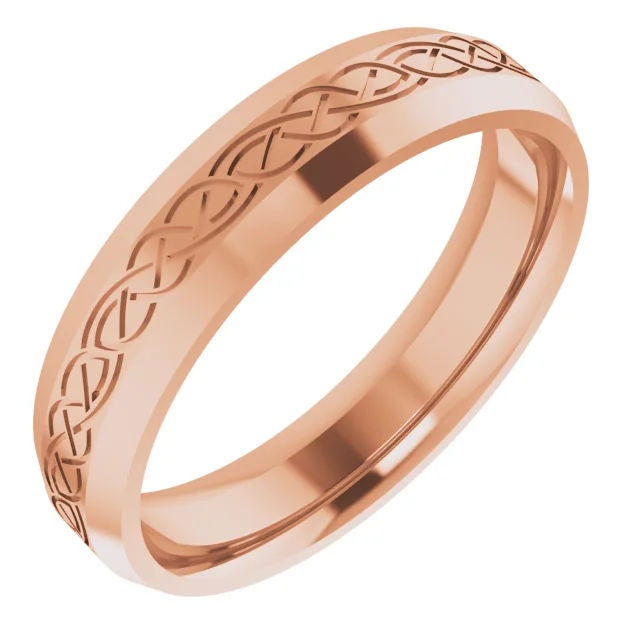 Celtic wedding ring Rounded Textured Band 925 Sterling Silver 18k Gold Vermeil Band Half Round Band Mens Womens Wedding Band Bridal Rings