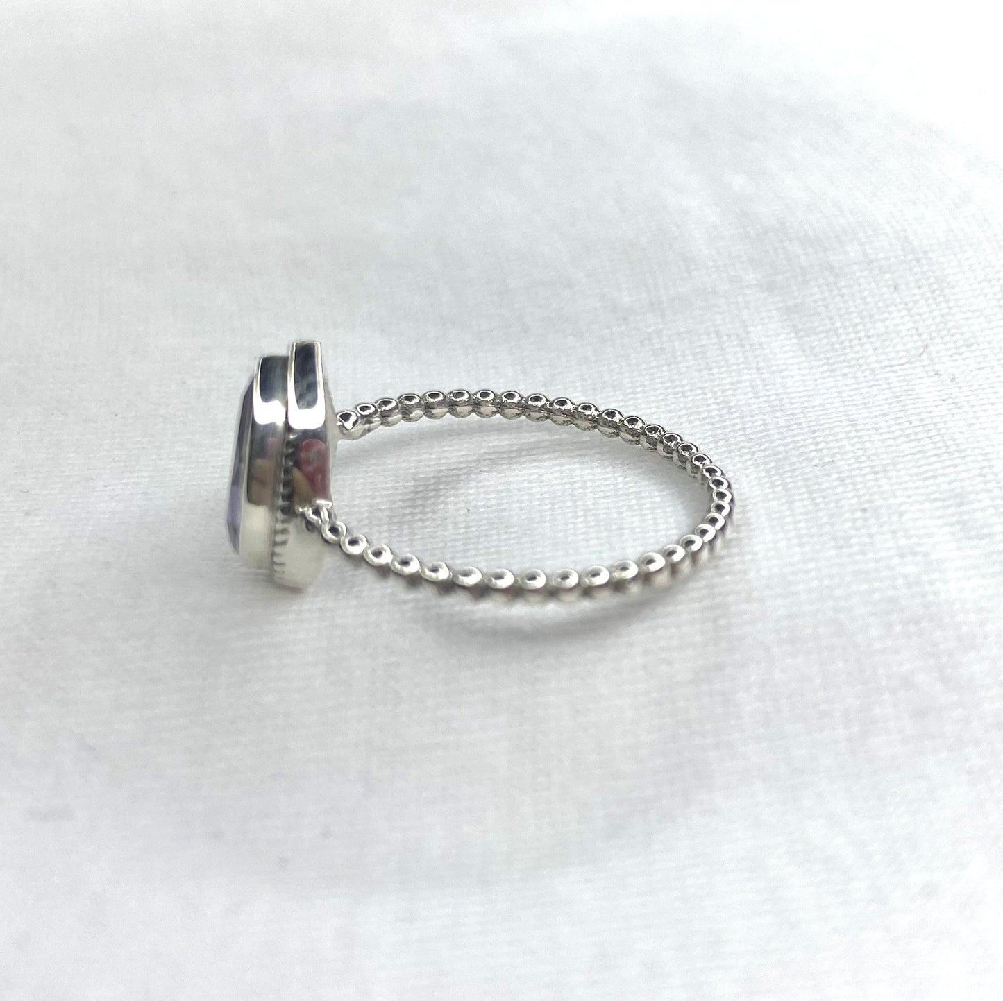 Purple Amethyst Ring, 925 Sterling Silver Ring, Handmade Ring, Statement Ring, Pear Ring, Women Ring Ball Band Ring Natural Amethyst Gift