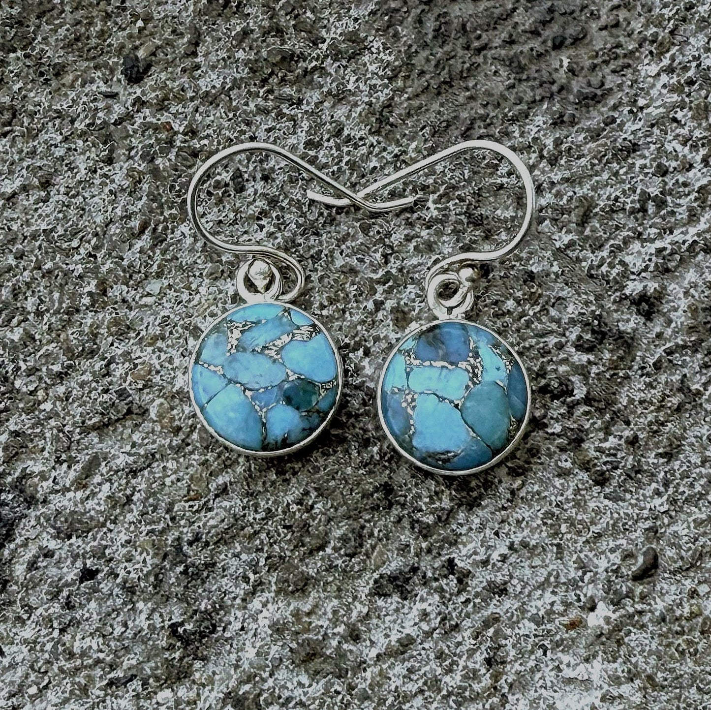Copper Turquoise Hoop Earrings, 925 Sterling Silver, Handmade Earrings, Stylish Silver Earring, Women Earrings, For Her, Mother’s Day Gift