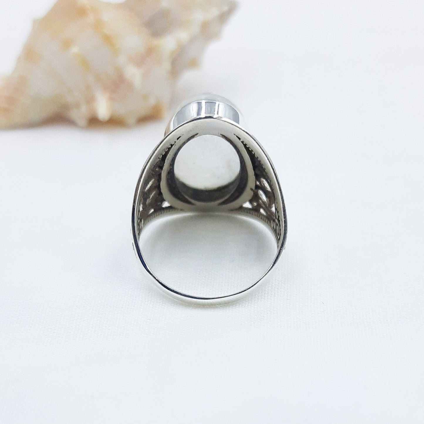 Rainbow Moonstone Oval Ring // Silver Moonstone Ring // Moonstone Ring // 925 Solid Sterling Silver Ring // Handmade Ring // Statement Ring