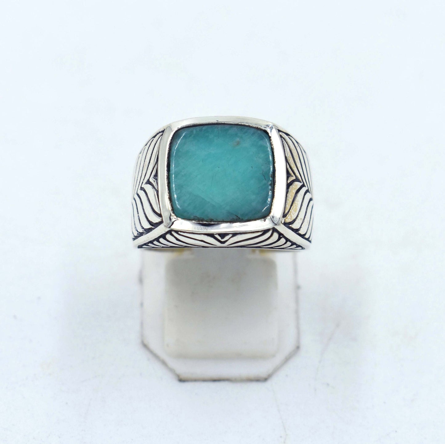 Lapis lazuli, Tigers eye, Dendrite Crystal, Amazonite, Labradorite, Green Onyx Rings Handmade 925 Sterling Silver Square Gems Statement Ring
