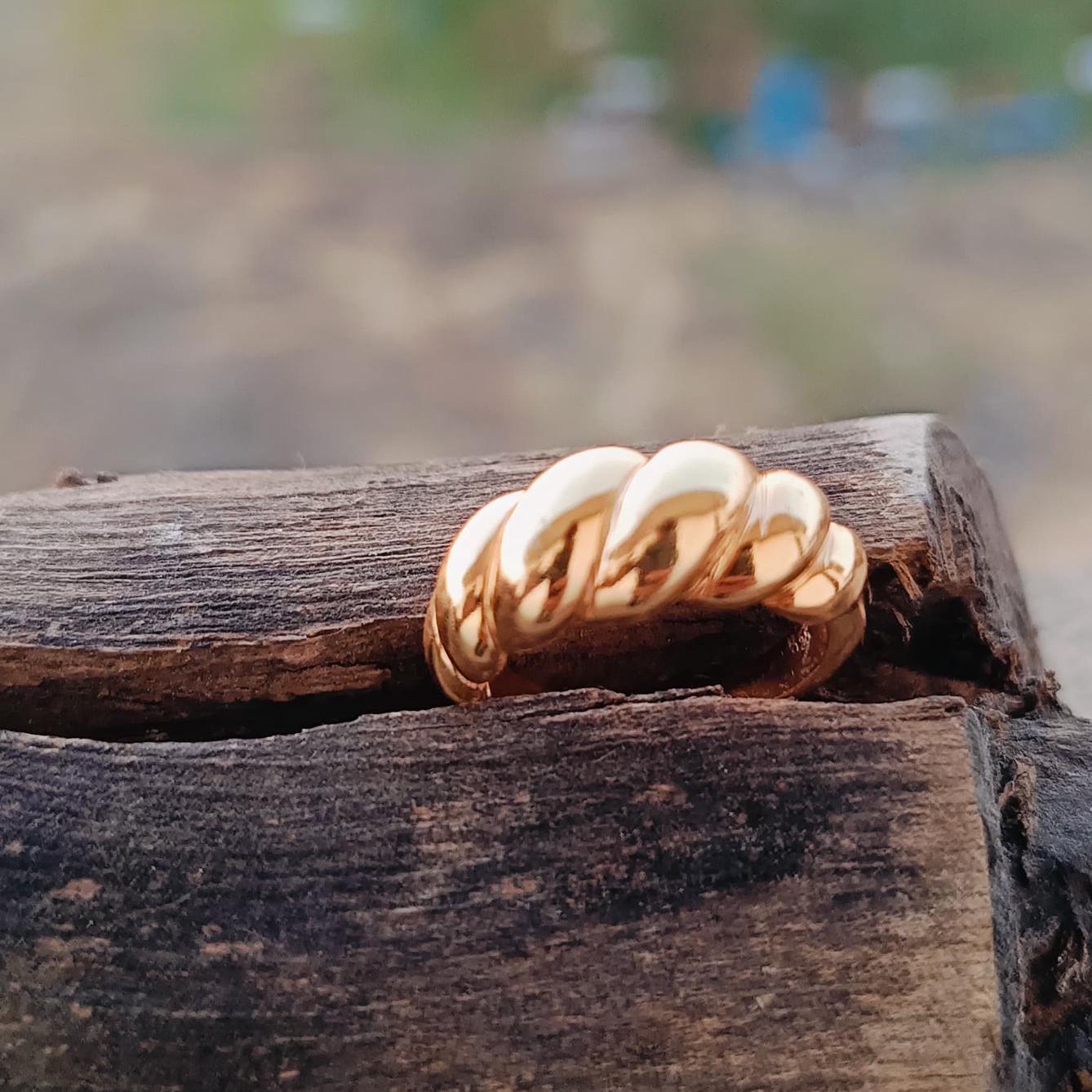 18K Gold Dome Ring Thick Chunky Ring Adjustable Wide Ring Croissant Ring Stackable Ring Chunky Gold Ring Signet Ring for Women Gift for Mom