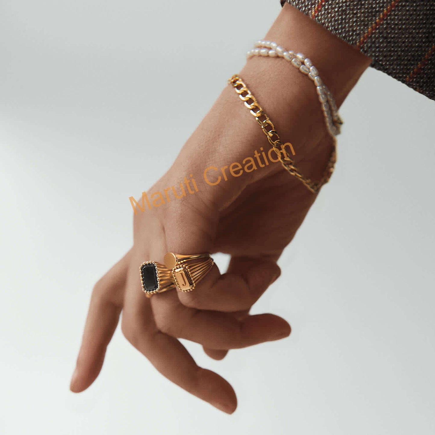 Onyx Rings 925 Sterling Silver 18k Gold Vermeil Black Onyx Pinky Signet Ring Handmade jewelry Beautiful Chunky Rings For Boys & Girls