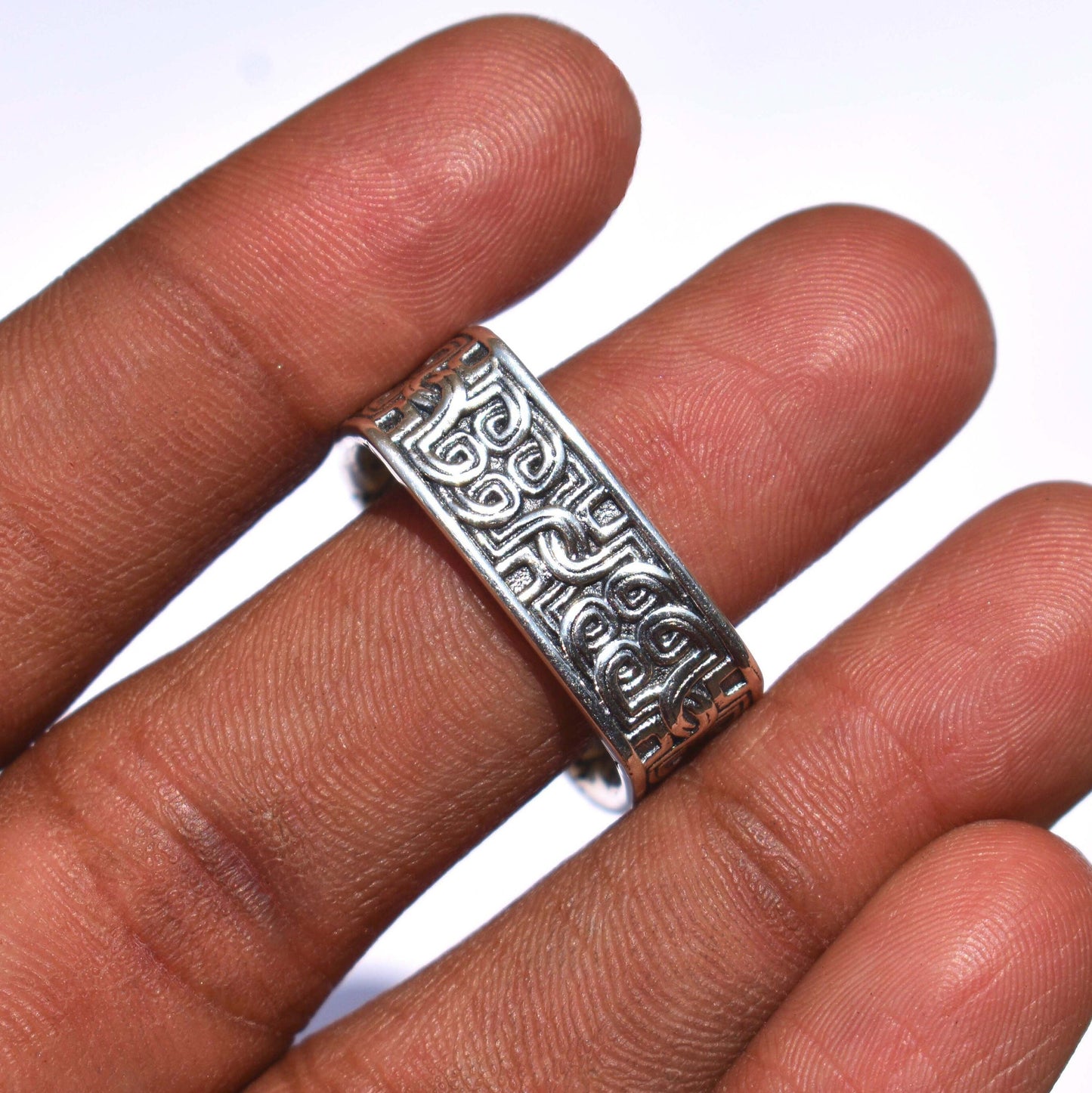 Celtic Band Square Celtic Textured Band 925 Sterling Silve
