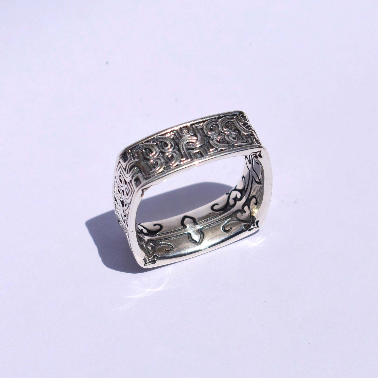 Celtic Band Square Celtic Textured Band 925 Sterling Silve