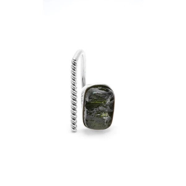 Moldavite Ring AAA+ Natural Czech Republic Moldavite Rough Healing Gemstone Handmade Rings Adjustable twisted wire 925 Sterling Silver Rings