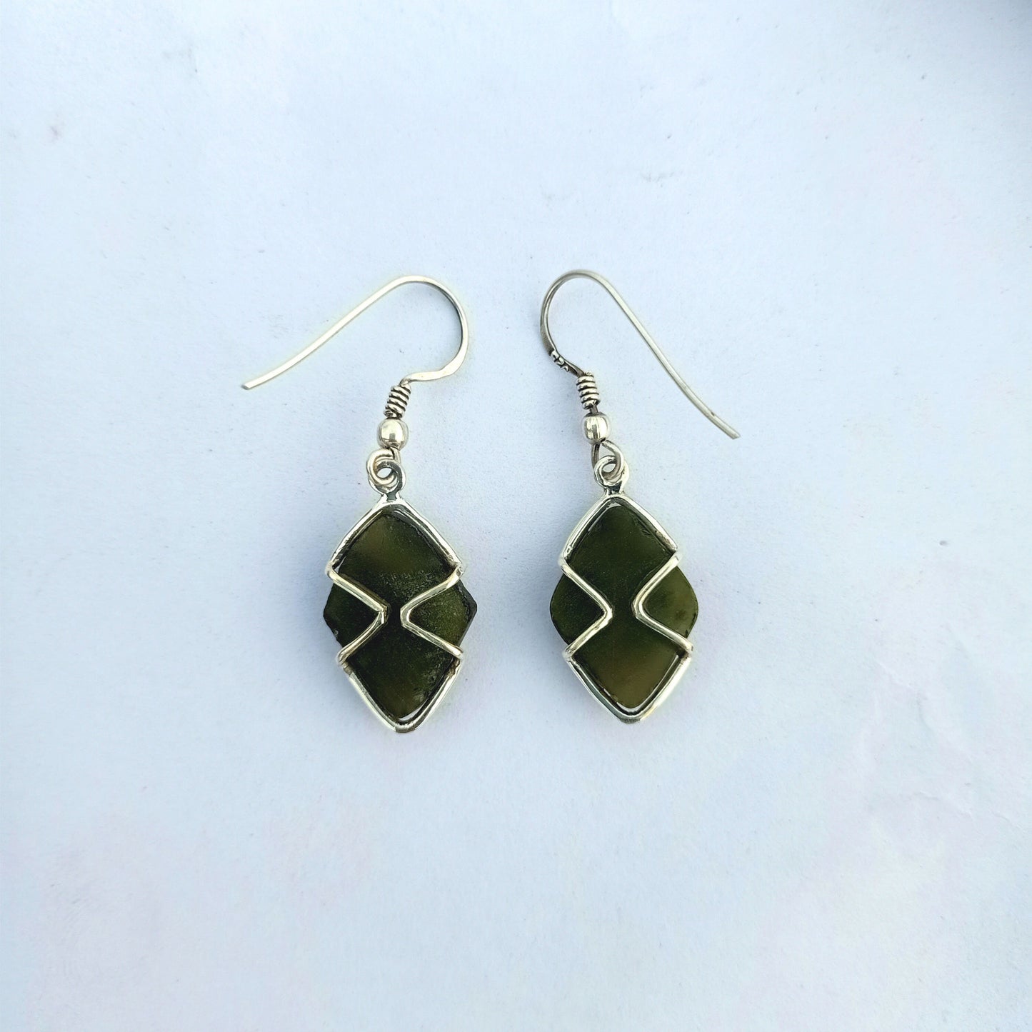 Natural Moldavite Rough stone Earrings Gemstone From Czech Republic 925 Solid Sterling Silver Handmade Designer Jewelry Unique shape Gift