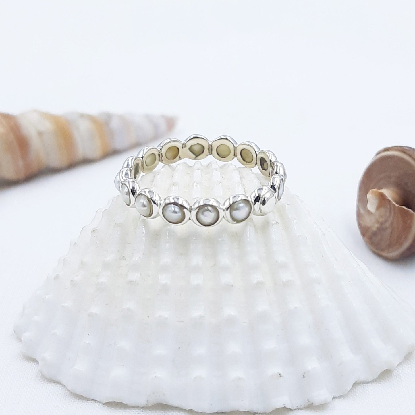 Bezel Turquoise ring eternity silver ring band Semi precious stone women engagement ring gift for her mothers day gift birthday gift 925 sil