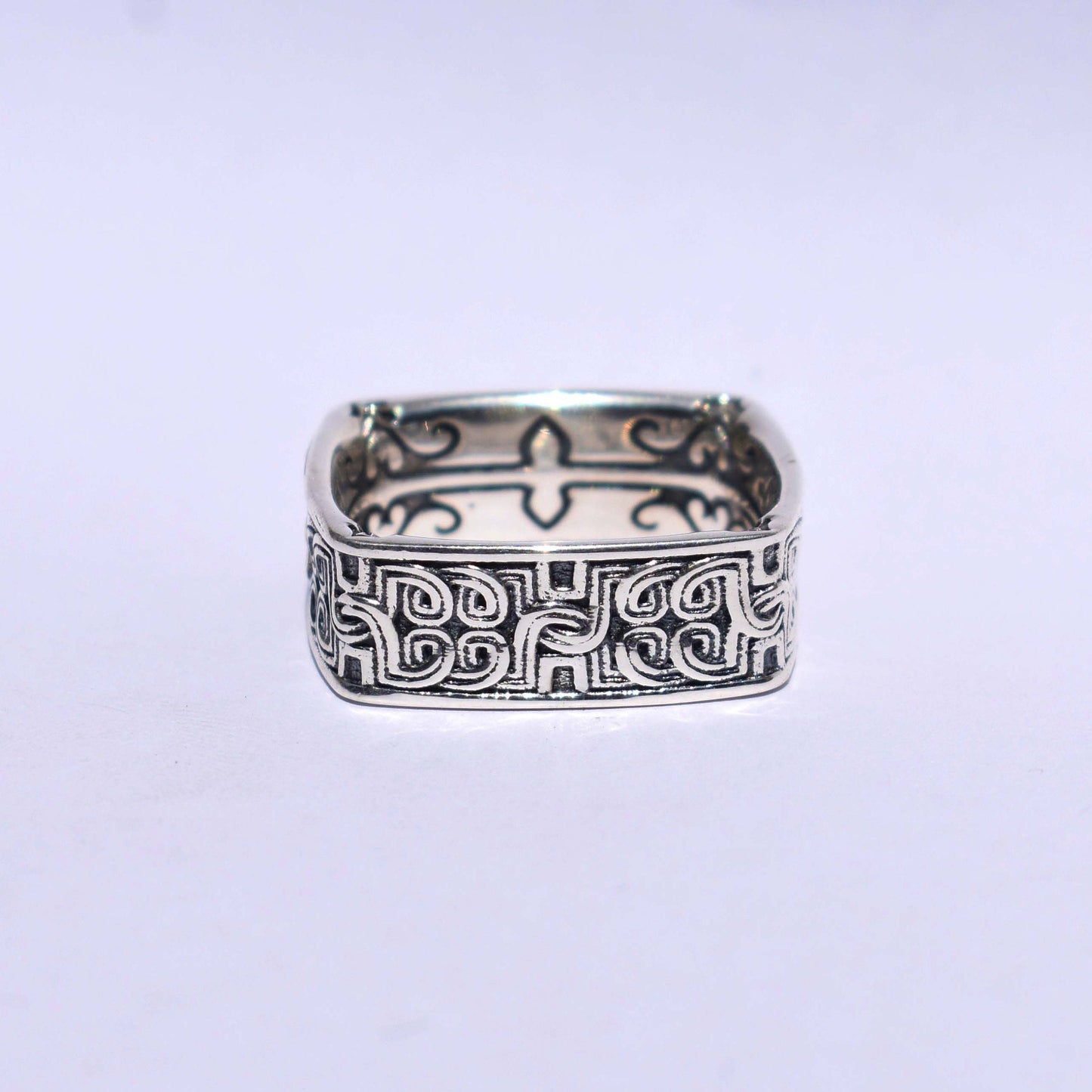 Celtic Band Square Celtic Textured Band 925 Sterling Silve
