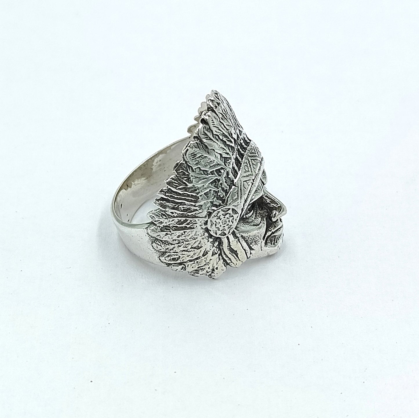 Signed Sterling Carved Repousse Chief Indian Head Face Ring Ancient Gods Mythology Ring, Mythology Jewelry, Minimalist Ring,