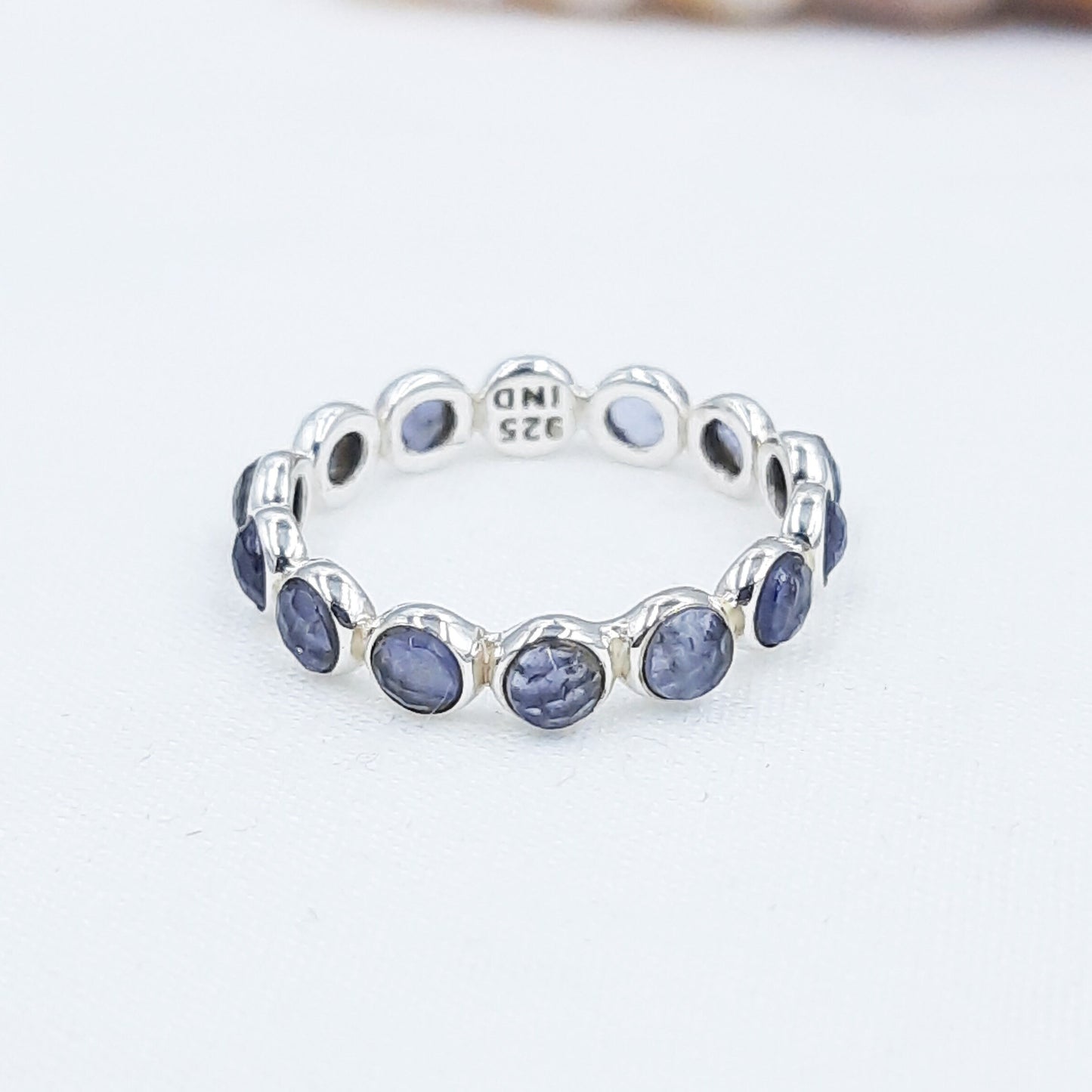 Iolite Full Eternity Band Stackable Ring Infinity Band 925 Sterling Silver Engagement Anniversary Ring Mothers Day Gift September Birthstone