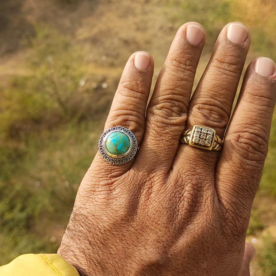 Turquoise Rings 925 Sterling Silver Pinky Signet Ring Handmade jewelry Beautiful Chunky Rings For Boys & Girls