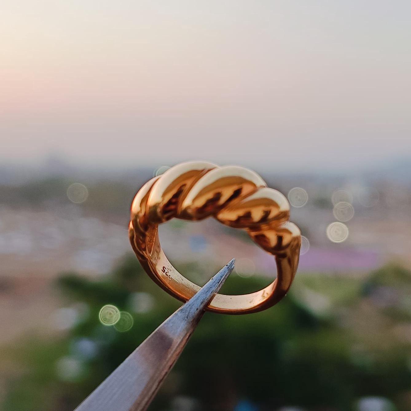 18K Gold Dome Ring Thick Chunky Ring Adjustable Wide Ring Croissant Ring Stackable Ring Chunky Gold Ring Signet Ring for Women Gift for Mom