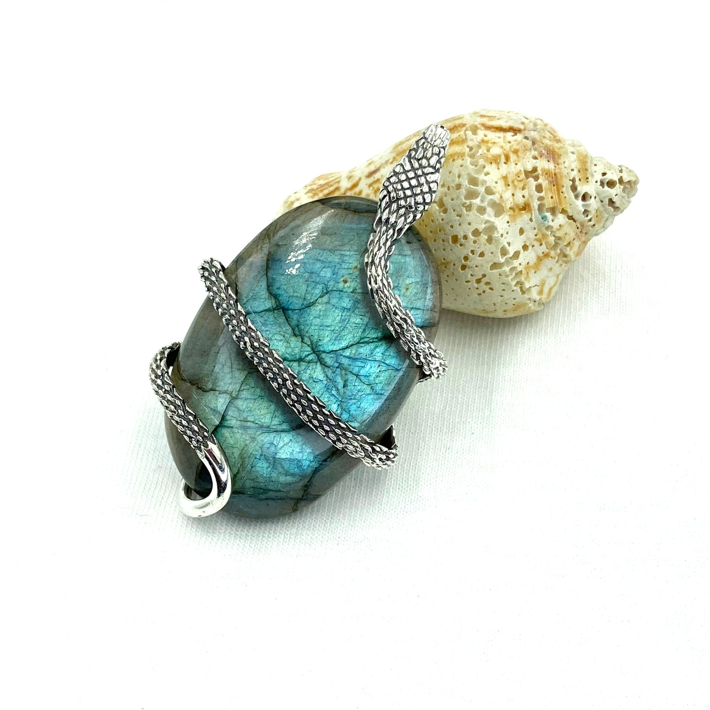 Antique Snake Pendant Oval Labradorite Snake Pendant Labradorite Large Oval Around Snake Pendant Dark Silver Snake Pendant Christmas Gift