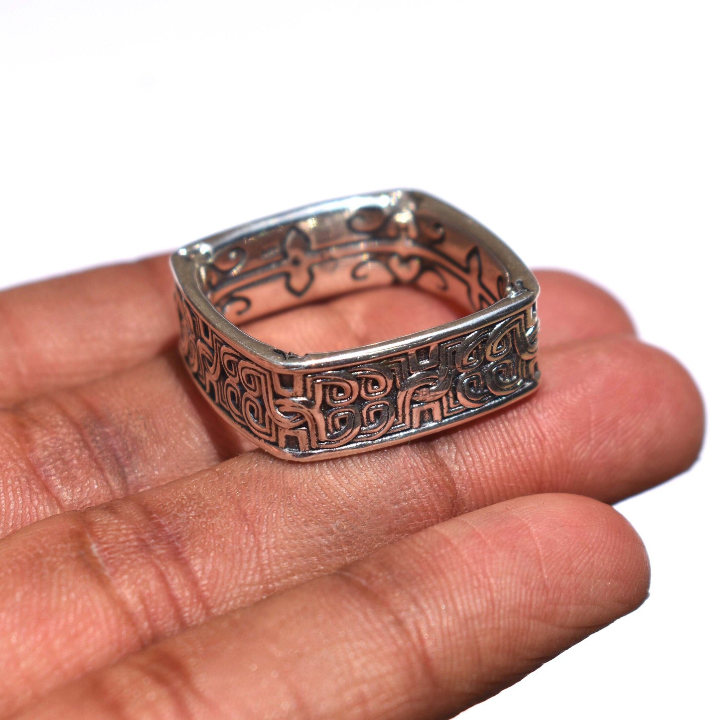 Celtic Band Square Celtic Textured Band 925 Sterling Silve