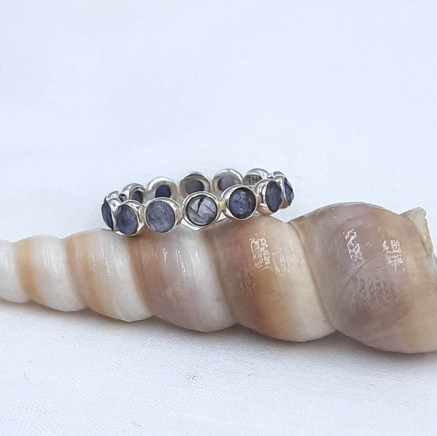 Iolite Full Eternity Band Stackable Ring Infinity Band 925 Sterling Silver Engagement Anniversary Ring Mothers Day Gift September Birthstone