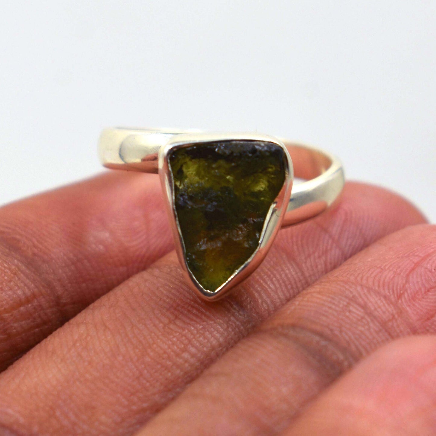 Moldavite Ring Handmade 925 Solid Sterling Silver Ring Top Quality Moldavite Rough Gemstone Silver Ring Birthday gift Sister wife mother