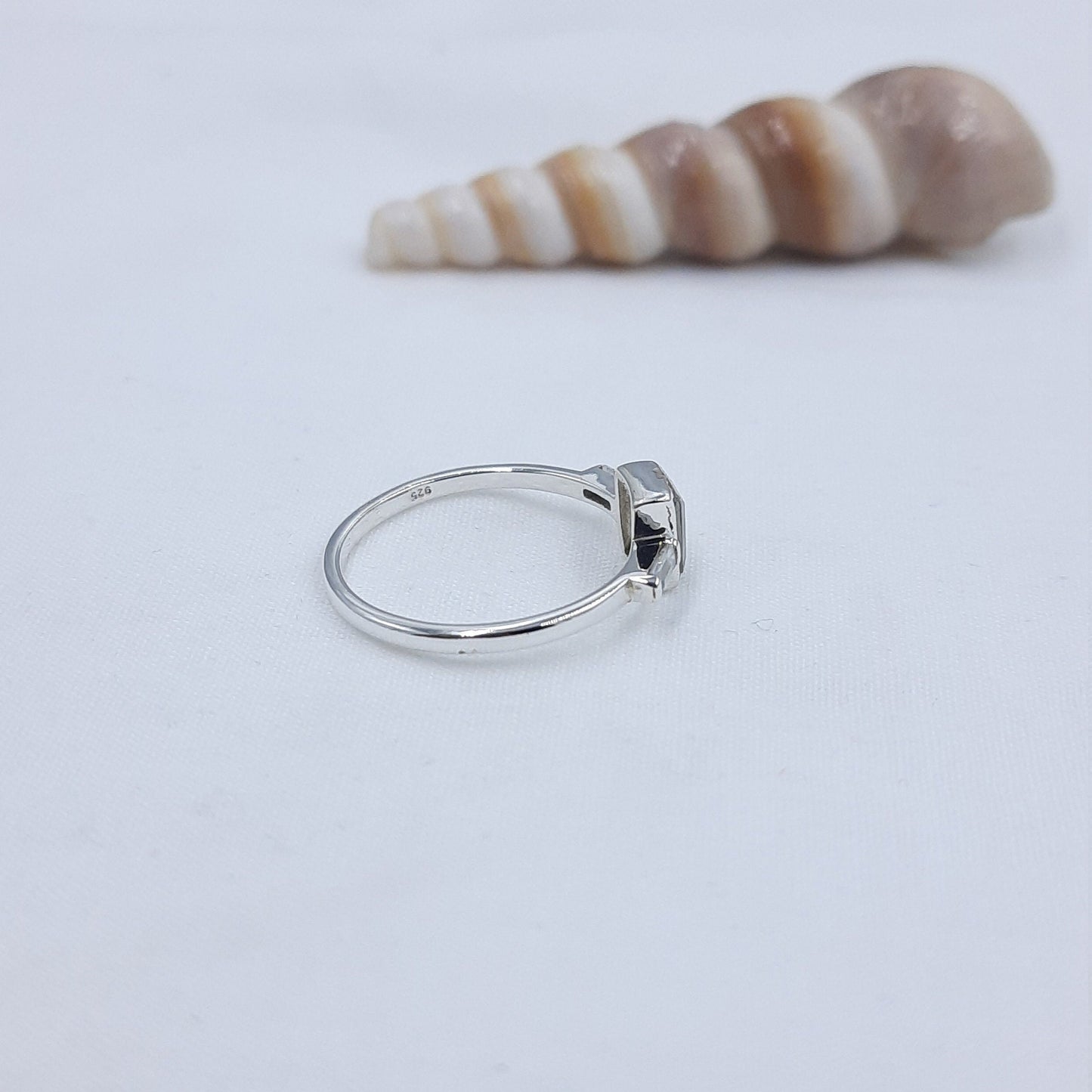 Rainbow Moonstone Ring // Silver Moonstone Ring // Rectangular Moonstone Ring // Moonstone Stacking Ring // Gold Silver Moonstone Ring