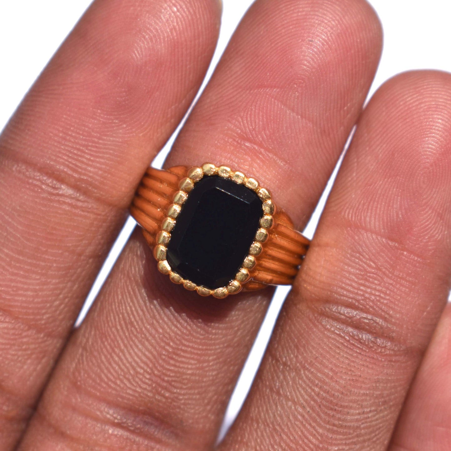 Onyx Rings 925 Sterling Silver 18k Gold Vermeil Black Onyx Pinky Signet Ring Handmade jewelry Beautiful Chunky Rings For Boys & Girls