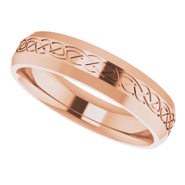 Celtic wedding ring Rounded Textured Band 925 Sterling Silver 18k Gold Vermeil Band Half Round Band Mens Womens Wedding Band Bridal Rings