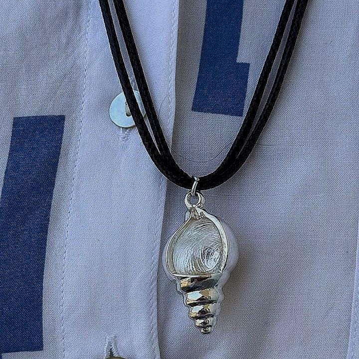 Sea Shell Pendant with Black Adjustable thread