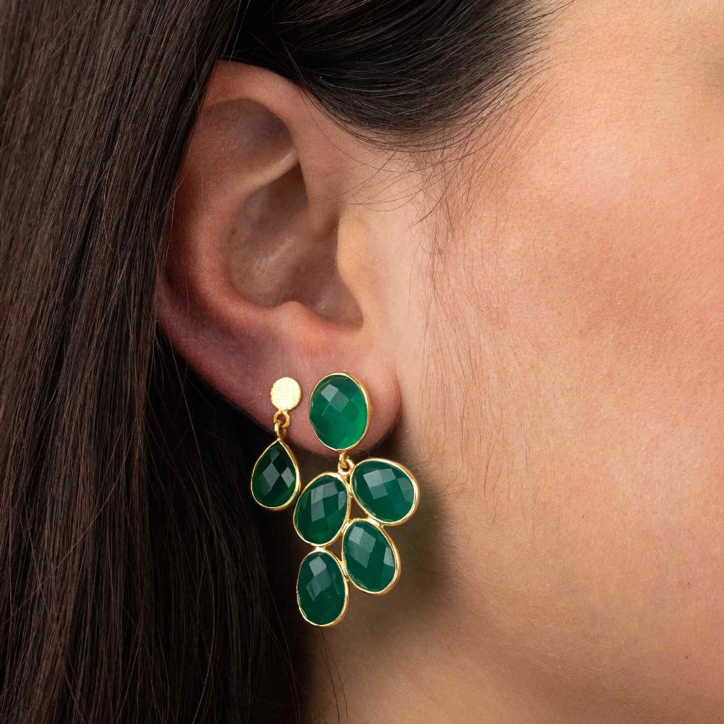 Green Onyx, Labradorite, Chalcedony, Rainbow Moonstone, Rose Quartz Earrings 925 silver Gold Plated Handmade Jewelry woman Birthday gift
