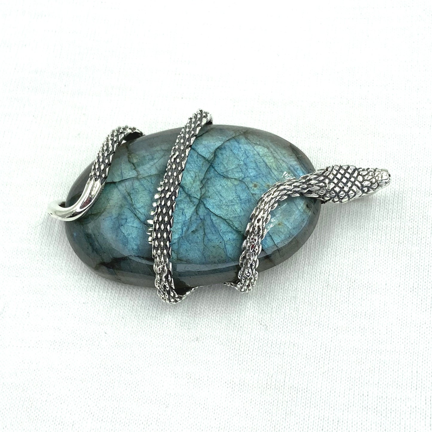 Antique Snake Pendant Oval Labradorite Snake Pendant Labradorite Large Oval Around Snake Pendant Dark Silver Snake Pendant Christmas Gift