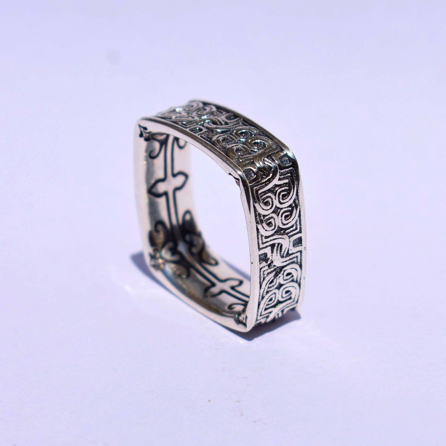 Celtic Band Square Celtic Textured Band 925 Sterling Silve