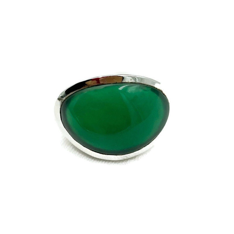 Natural Green Onyx Band Ring 925 Sterling Silver Gemstone Onyx Midi Ring, Oval Green Onyx Silver Ring