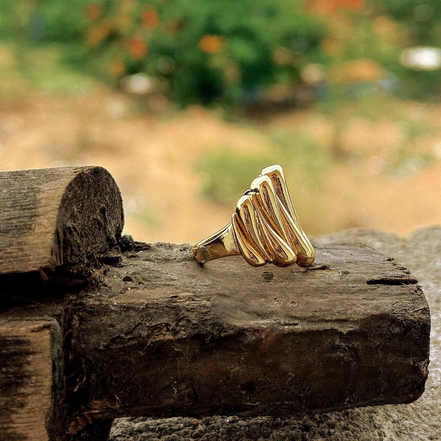 18K Gold Dome Ring Thick Chunky Ring Adjustable Wide Ring Croissant Ring Stackable Ring Chunky Gold Ring Signet Ring for Women Gift for Mom