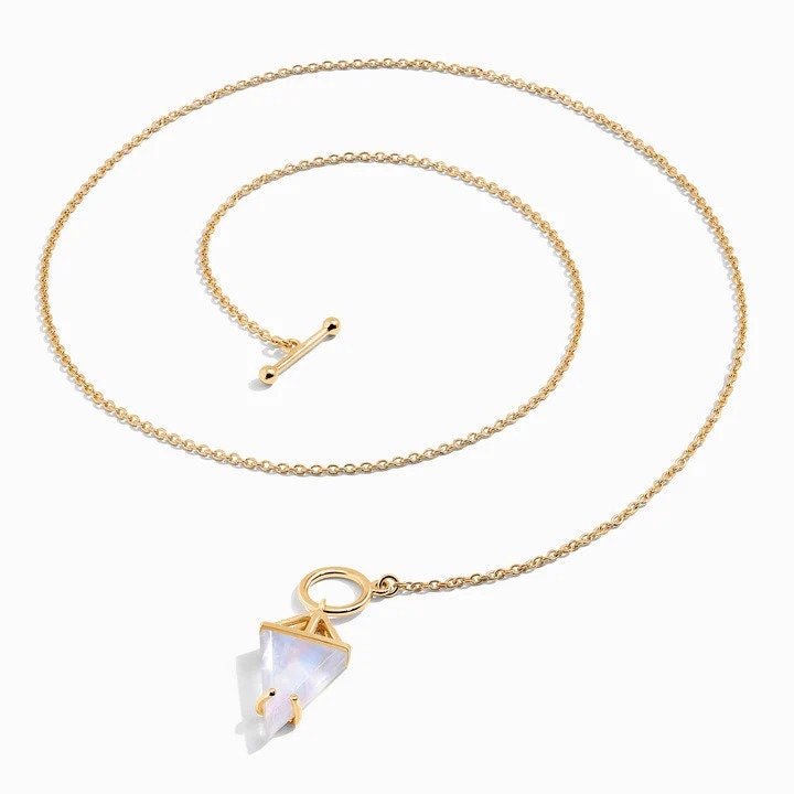 Rainbow Moonstone Necklace Handmade 925 Sterling Silver Gold Vermeil Rose Gold Vermeil Triangle Rainbow Moonstone Pendant gift Woman & Girls