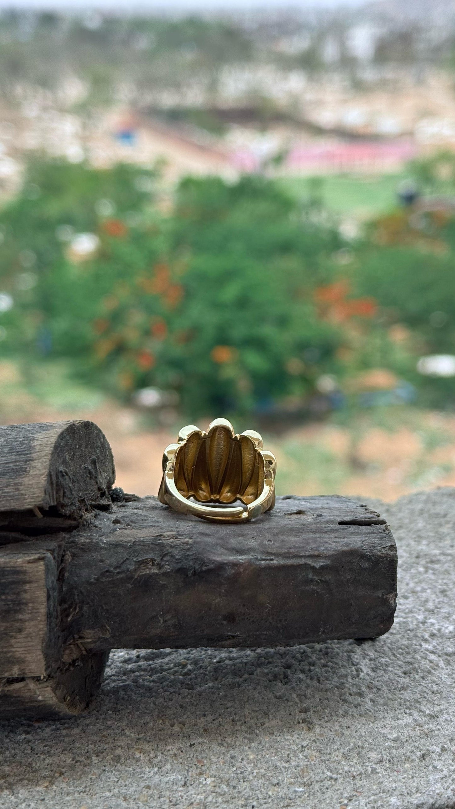 Gold Dome Ring Thick Chunky Ring Adjustable