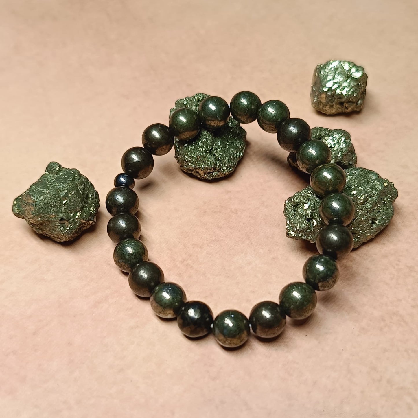 Jools Raw Pyrite Bracelet With Certificate | Attracts Money and Boost Confidence | Astrology Bracelet for Men and Women