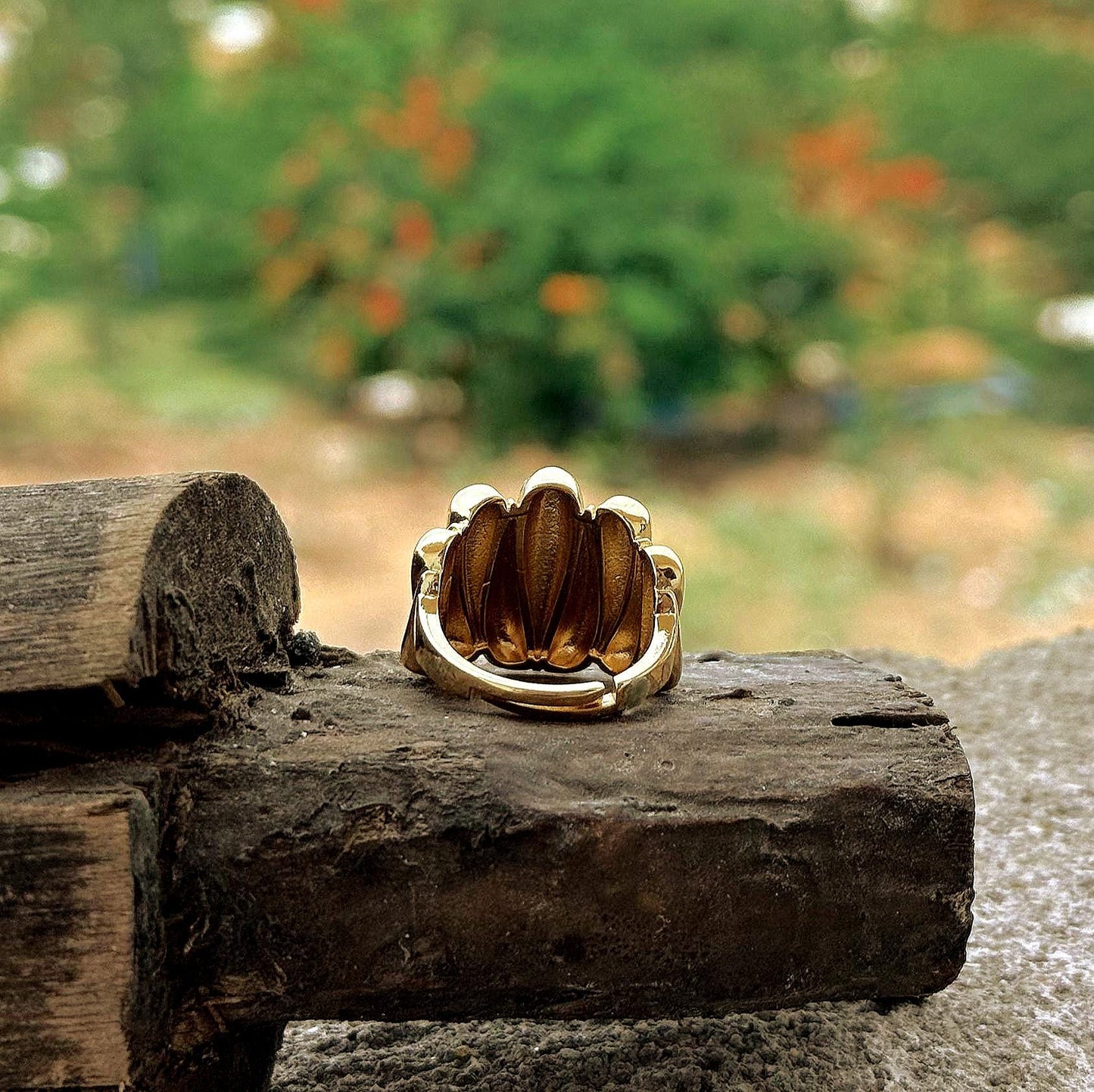 18K Gold Dome Ring Thick Chunky Ring Adjustable Wide Ring Croissant Ring Stackable Ring Chunky Gold Ring Signet Ring for Women Gift for Mom