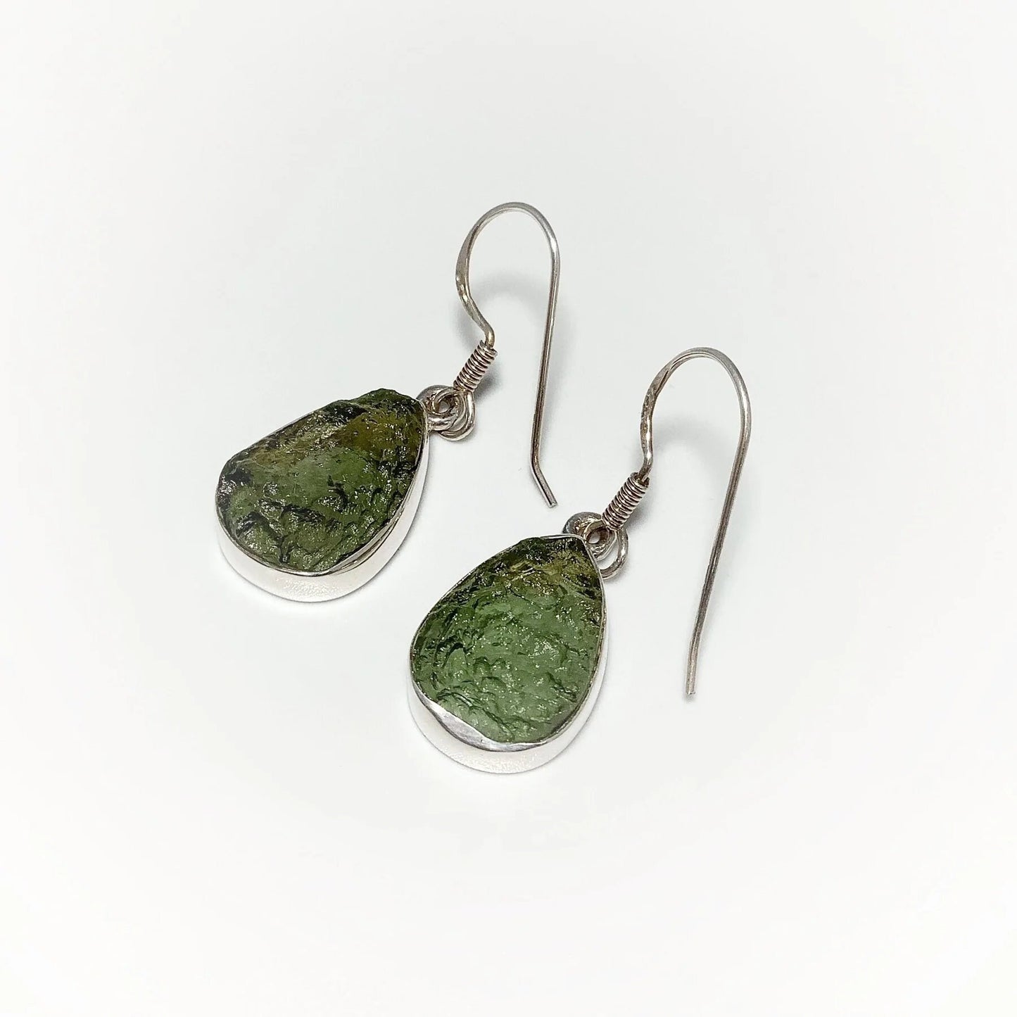 Moldavite Earrings 925 Sterling Silver Czech Republic AAA+ Quality Natural Top Moldavite Rough Healing Gemstone Handmade Earrings Gifts