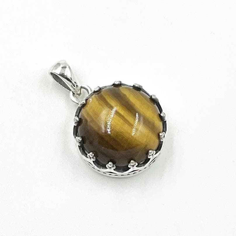 Natural Tiger Eye Pendant , Tiger Eye Gemstone Pandant , Healing Pendant , 925 Sterling Silver Jewelry for him/her