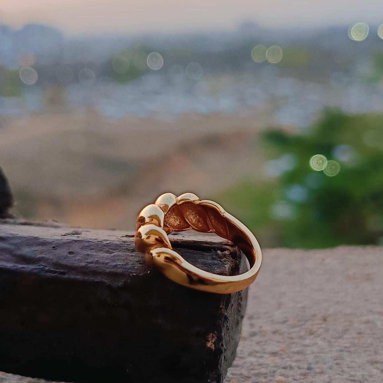 18K Gold Dome Ring Thick Chunky Ring Adjustable Wide Ring Croissant Ring Stackable Ring Chunky Gold Ring Signet Ring for Women Gift for Mom